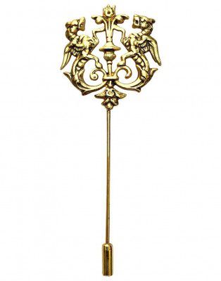 Sorellaz Unisex Golden Dragon Shield Pin Up Brooch