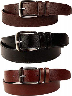 SORSHORE Mens Leather Belt  (Pack of 3)