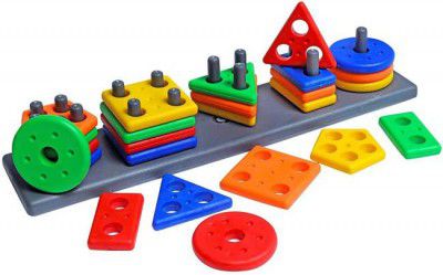 Sotnof Geometry Shape & color Sorter Puzzle Board preschool activity toys for kids  (26 Pieces)