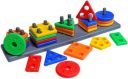 Sotnof Geometry Shape & color Sorter Puzzle Board preschool activity toys for kids  (26 Pieces)...
