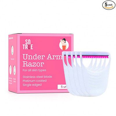 Sotrue Underarm Razor For Women | For Instant Hair Removal | Easy to Use, Disposable and Washable | Platinum Coated Water Resistant Blades I Pack of 5 Razors
