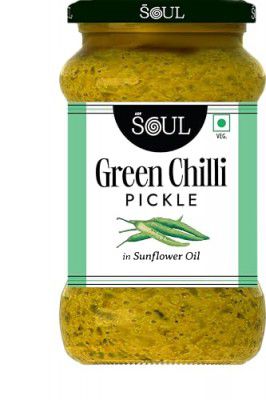 Soul Green Chilli Pickle 375g - Handcrafted Gourmet Zest in Sunflower Oil