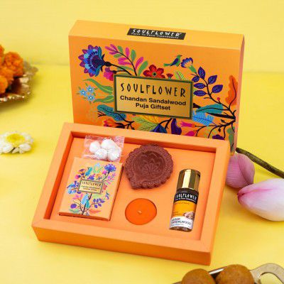 Soulflower Chandan Divine Puja Gift Set Festive (Pack of 1)