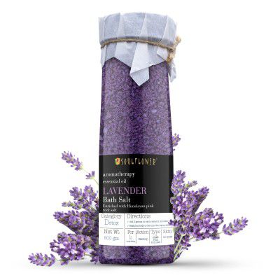 Soulflower Lavender Bath Salt for Body & Foot Spa Calming Relaxing Muscle Pain Relief Aromatherapy 500g