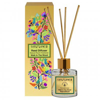 Soulflower Mahogany Reed Diffuser Set with Forest & Woodsy Notes | 50ml