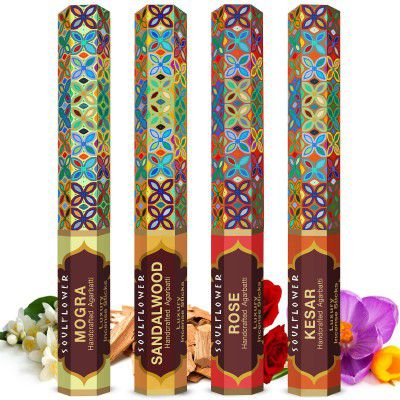Soulflower Organic Agarbatti Set of 4 | Freshness 20 Sticks 
