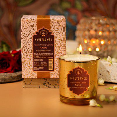 Soulflower Raspberry Jar Candle (Up to 25 Hours Burn Time) | Beeswax Glass Votive 
