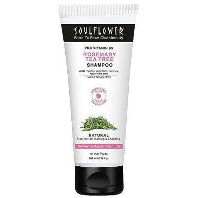 Soulflower Rosemary Tea Tree Shampoo with Pro Vitamin B5 for Hair Growth, Hair Fall Control and Nourishment for all Types of Hair | Men & Women | 200 ml