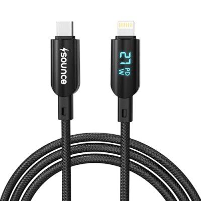 Sounce 27W Type-C to Lightning Fast Charging Cable 3A PD Real-Time LED Display 1.2M Length