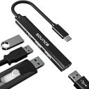Sounce 4-in-1 Portable Type-C Hub (Type-C to 4 USB-A Ports) with Aluminum Shell, USB Port Hub 3.0 Compatible for PC, Mac Pro, Mac Mini, iMac, Tablet, and Smartphone...