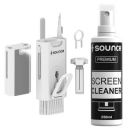 Sounce 8 in 1 Laptop Screen Cleaner, Cleaning kit for Mobile, iPhone, Airpods, Earbuds, Keyboard, Multifunctional Tool Gadget with 250Ml Cleaning Liquid Spray - White...