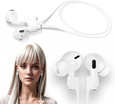 Sounce Anti-Lost Magnetic String Silicone Cable Strap Apple AirPods 3rd Gen, AirPods 1 & 2, Airpods Pro Soft Neck Rope Cord - White