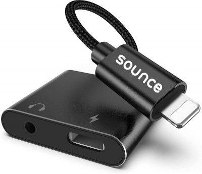 sounce Black iPhone Charger and Headphones Adapter