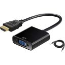 Sounce HDMI to VGA Gold Plated High-Speed 1080P Active HDTV HDMI to VGA Adapter Converter Male to Female with Audio and Micro USB Charging Cable, (Black)...