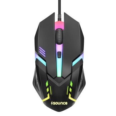 Sounce Nitro Wired USB Mouse with 1600 DPI Precision Optical Sensor 4-Level Adjustable DPI Settings