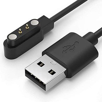 Sounce Smartwatch Usb All Type Charging Cable Compatible With Boat, Fire Boltt, Noise, Dizo, Beatxp, Fast-Track, Ptron & All 2 Pin Charger Watches (Cable Only), Black