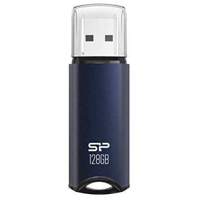 SP Silicon Power 128GB USB 3.0 Flash Drive, Aluminum Casing Built-in Strap Hole, USB 3.2 Gen 1 USB 2.0 Thumb Drive Pen Drive Memory Stick, Navy Blue, Marvel M02 Series