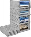 SpaceOrganizer Plastic Collapsible Wardrobe, Storage Drawer Units, Clothes Drawer Organisers, Bookcases (Foldable Basket- Grey, 5Pcs)...