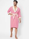 SPACES Pink Solid 300 GSM Pure Cotton Bathrobe...