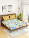 SPACES Yellow & Blue Geometric 144 TC Cotton Queen Bedsheet with 2 Pillow Covers...
