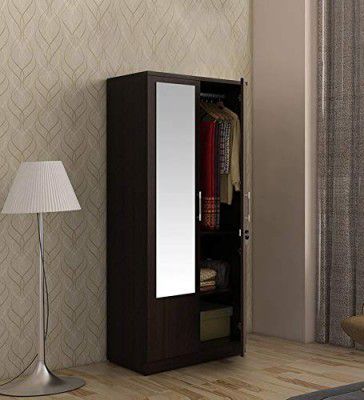 Spacewood Carnival Wardrobe | 3 Year Warranty | Almirah, Cupboard, Almari, 2 Door Wardrobe with Mirror, 1 Hanging Space|Engineered Wood| Natural Wenge