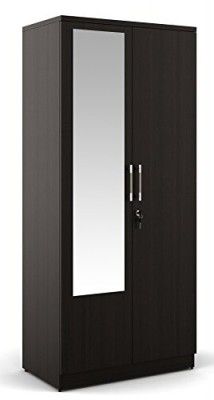 Spacewood Carnival Wardrobe | 3 Year Warranty | Almirah, Cupboard, Almari, 2 Door Wardrobe with Mirror, 1 Hanging Space|Engineered Wood| Natural Wenge