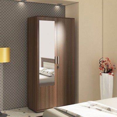 Spacewood Denver Wardrobe | 3 Year Warranty | Almirah, Cupboard, Almari, 2 Door Wardrobe with Mirror, 1 Hanging Space|Engineered Wood| MOL-Acacia Dark