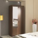 Spacewood Denver Wardrobe | 3 Year Warranty | Almirah, Cupboard, Almari, 2 Door Wardrobe with Mirror, 1 Hanging Space|Engineered Wood| MOL-Acacia Dark...