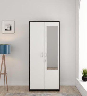 Spacewood Dew Wardrobe | 3 Year Warranty | Almirah, Cupboard, Almari, 2 Door Wardrobe with Mirror, 1 Drawer (1 Lock Drawer) and 1 Hanging Space|Engineered Wood| Natural Wenge