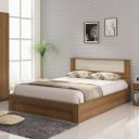 Spacewood Doric Queen Bed with Box Storage in Natural Teak Color...