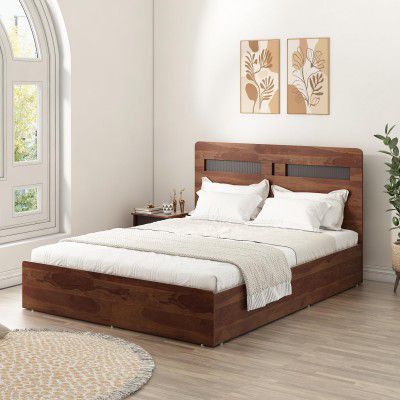 Spacewood Dornik Bed |Queen Size (78 X 60) Engineered Wood Bed with 3/4th Hydrulic Lifton Storage | 3 Year Warranty | Modern Design |Engineered Wood | Sheesham