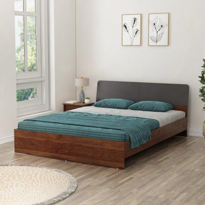 Spacewood Gravenza Bed |King Size (78 X 72) Engineered Wood Bed Without Storage | 3 Year Warranty | Modern Design |Engineered Wood | Sheesham & Slate Grey