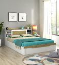 Spacewood Lilly Bed | Queen Size (78 X 60) Engineered Wood Bed with Box Storage| 3 Year Warranty | Modern Design | Kingston White...