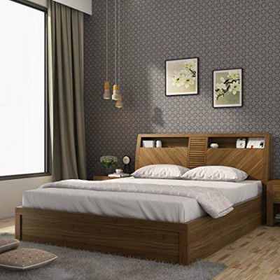 [Extra ₹12000 OFF] Spacewood Monarch V4 Bed | King Size (78 X 72) Engineered Wood Bed with 3/4th Lifton Storage | 3 Year Warranty | Modern Design | Natural Teak