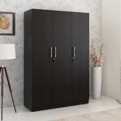 Spacewood Optima Wardrobe | 3 Year Warranty | Almirah, Cupboard, Almari, 3 Door Wardrobe, 2 Hanging Space|Engineered Wood| Natural Wenge