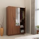 Spacewood Optima Wardrobe | 3 Year Warranty | Almirah, Cupboard, Almari, 3 Door Wardrobe with Mirror, 2 Hanging Space|Engineered Wood| Walnut Rigato...