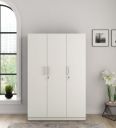 Spacewood Optima Wardrobe | 3 Year Warranty | Almirah, Cupboard, Almari, 3 Door Wardrobe, 2 Hanging Space|Engineered Wood| Kingston White...