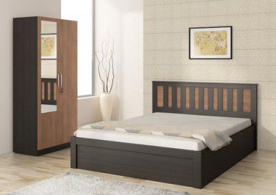 Spacewood Phoenix Bed | Queen Size (78 X 60) Engineered Wood Bed with Box Storage| 3 Year Warranty | Modern Design | Natural Wenge