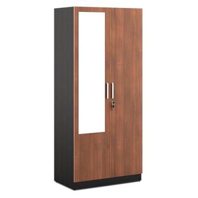 Spacewood Phoenix Wardrobe | 3 Year Warranty | Almirah, Cupboard, Almari, 2 Door Wardrobe with Mirror, 1 Hanging Space|Engineered Wood| Walnut Rigato