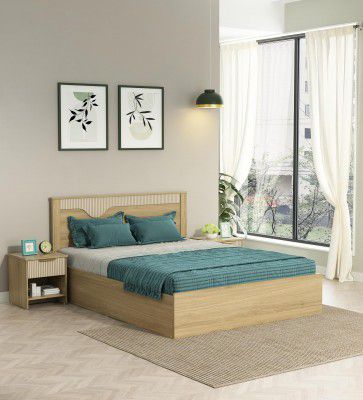 Spacewood Rivolla Bed |Queen Size (78 X 60) Engineered Wood Bed with Box Type Storage| 3 Year Warranty | Modern Design |Engineered Wood | Santana Oak & Bamboo Flute