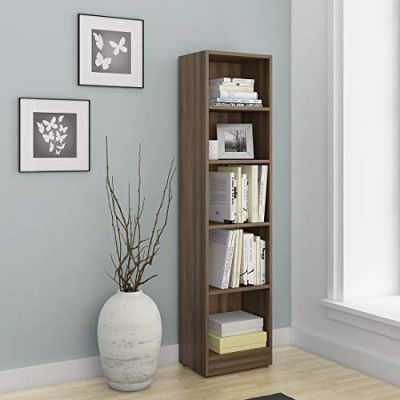 Spacewood William Book Case | 3 Year Warranty | Book Shelf for Home Library, Book Stand Size, Size - 1600 X 400 Engineered Wood | 5 Shelves - Walnut Bronze
