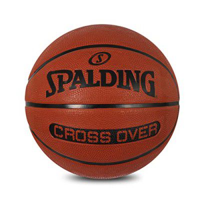 Spalding Crossover Rubber Moulded Indoor/Outdoor Basketball, Size: 7 (Suitable for Practice/Match/Training) + Free Air Needle