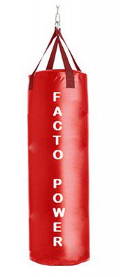 Spanco 2.5 Feet Long, Synthetic Leather Material, Red Color, Unfilled Punching Bag/Boxing Bag/Kickboxing Bag/Muay Thai Bag/Takewondo Bag/Judo Bag/Marshal Arts Bag/Karate Bag with Hanging Straps