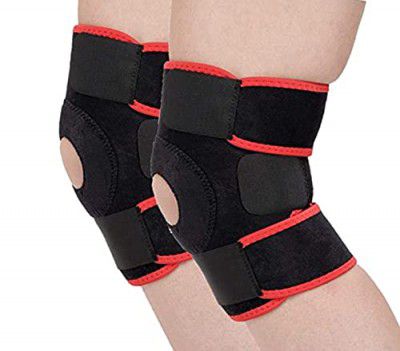 SPANCO Adjustable Knee Cap Support Brace for Sports | Gym | Running | and Protection for Men and Women(Pair) (Free Size) (No. of Knee Wrap : 2 Pieces)