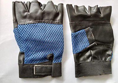 Spanco Blue Color Leather Gym Gloves for Weight Lifting and Exercise for Men, Women, Teens Gym & Fitness Gloves Also Used as Biker Gloves