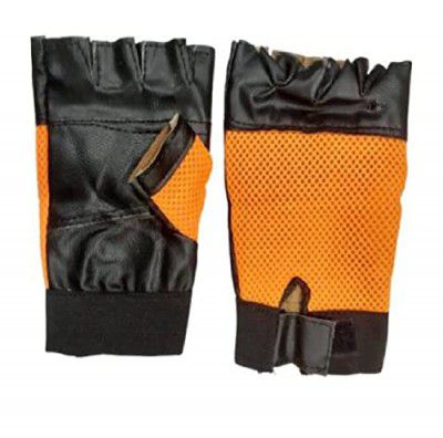 Spanco Orange Color Leather Gym Gloves for Weight Lifting and Exercise for Men Gym & Fitness Gloves