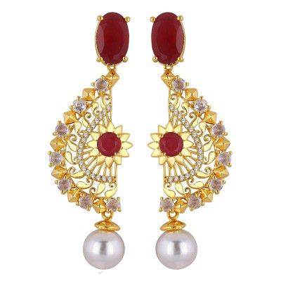 Spargz Designer Alloy Gold Plated AD Diamond & Ruby FER_058