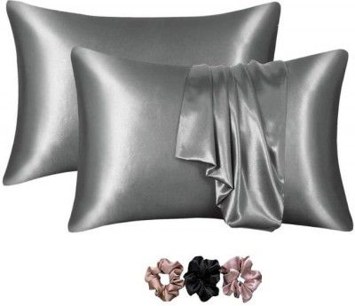 Sparklings Plain Pillows Cover  (Pack of 2, 18 cm*28 cm, Grey)