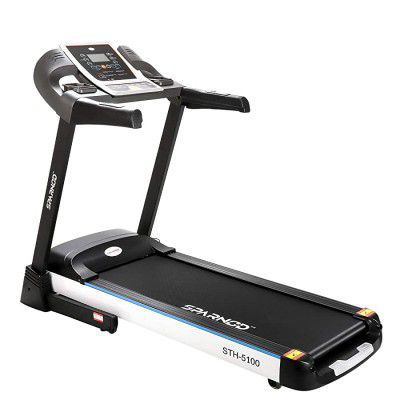 Sparnod Fitness STH-5100 (5 HP Peak) Automatic Treadmill (Free Installation Service) - Foldable Motorized Running Indoor Treadmill for Home Use