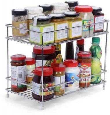 SPARTAN STEEL Containers Kitchen Rack Steel Big Size Stainless Steel 2 Layer KitcRack| Modular Kitchen Storage Rack